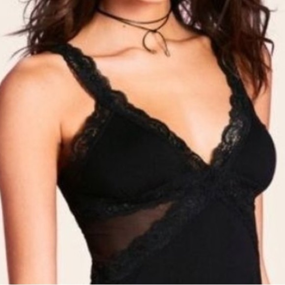 Cut Out Mesh Slip intimate Lounge Bedroom Black Dress Lace Trim - Picture 6 of 14